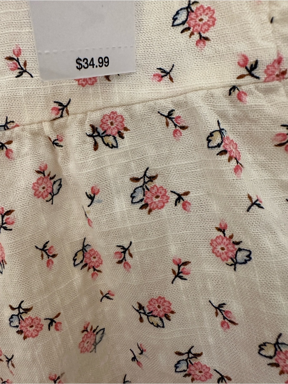 🤍 18~24 Mth Old Navy Cream Boho Ruffle Baby Dress with Pink Floral Print NWT - Picture 13 of 14